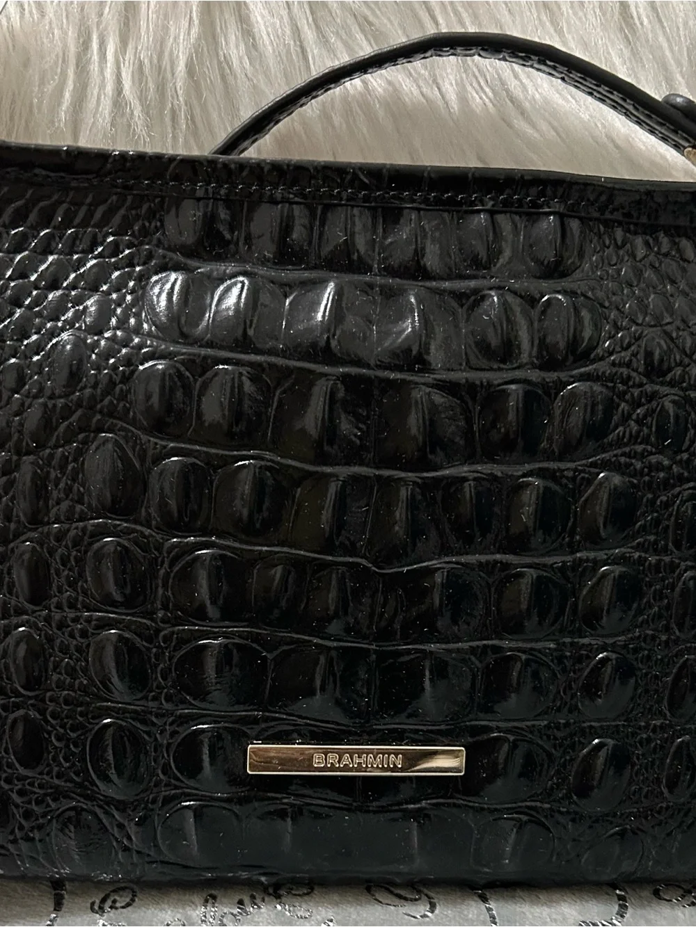 NWT BRAHMIN Small Melbourne Lorelei, Small Croc Shoulder Bag with Gold Hardware
